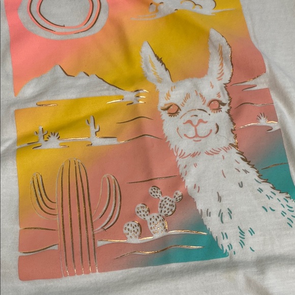 SO White, Gold Desert Favorite Llama Graphic Tee - Picture 2 of 4